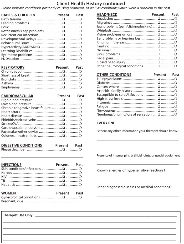 patient intake form cranial therapy centre toronto intake form